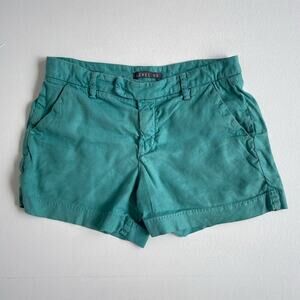 LEVEL 99 Teal Linen Tencel Shorts / Sz 27 / Anthropologie Preppy Minimalist